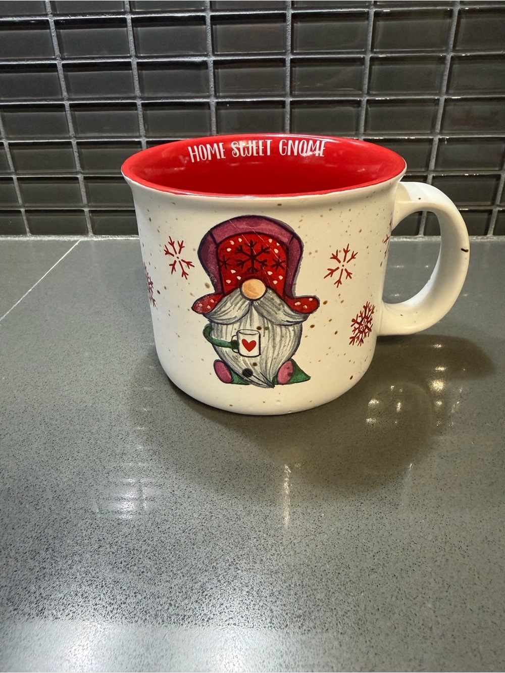 Home Sweet Gnome Holiday Mug - Red & Cream